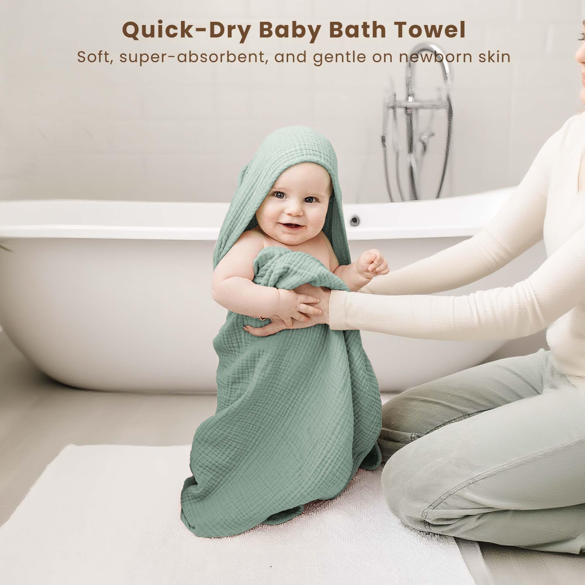 Konssy 32x32 towels offer generous coverage for growing babies
