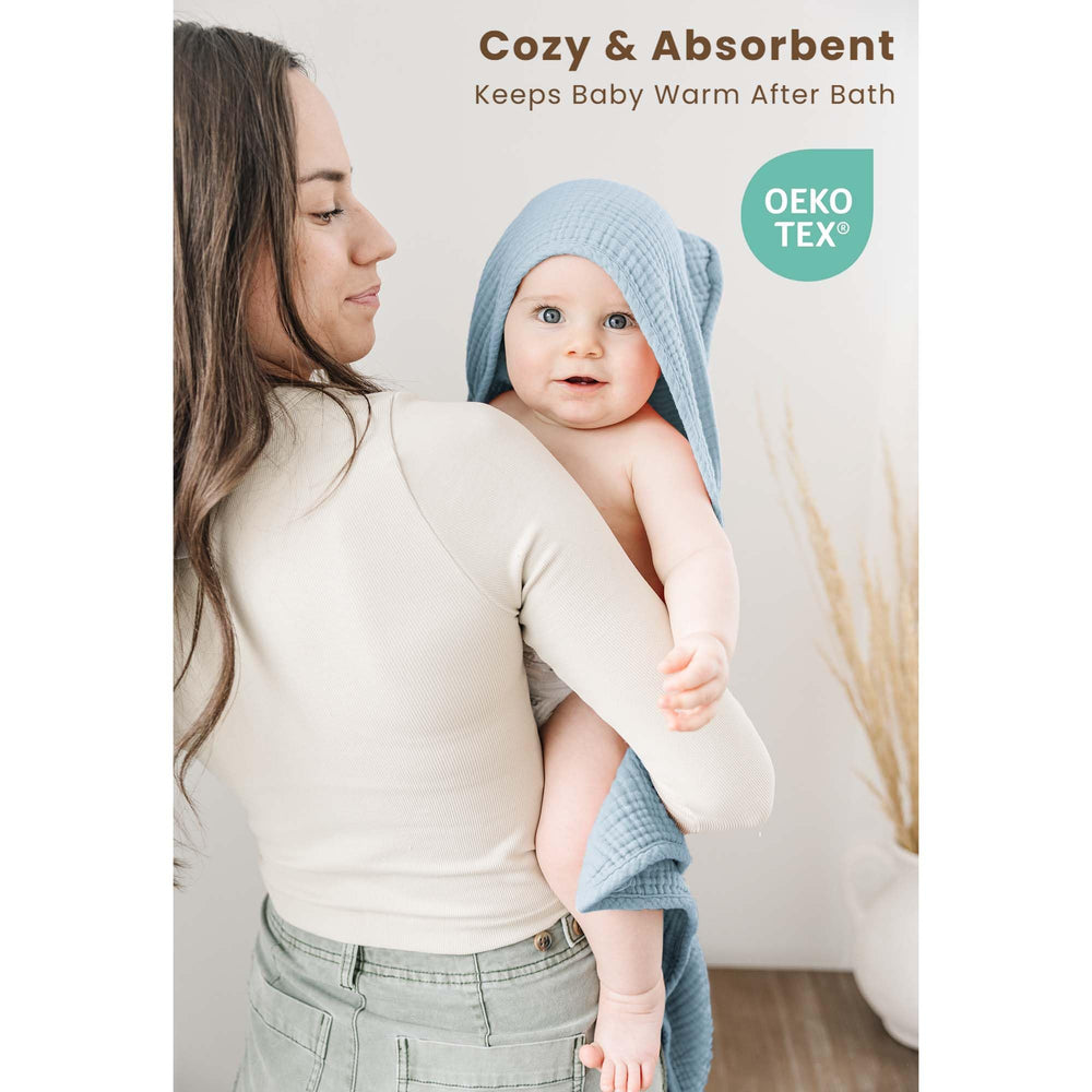 Konssy soft cotton towel close-up shows gentle texture ideal for delicate baby skin.