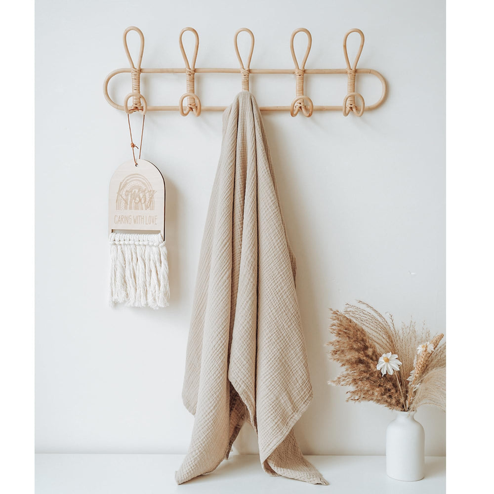 Soft muslin maintains color after washes.