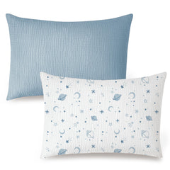 Konssy Toddler Pillowcase with star blue design on 13x18 pillow, soft and breathable cotton