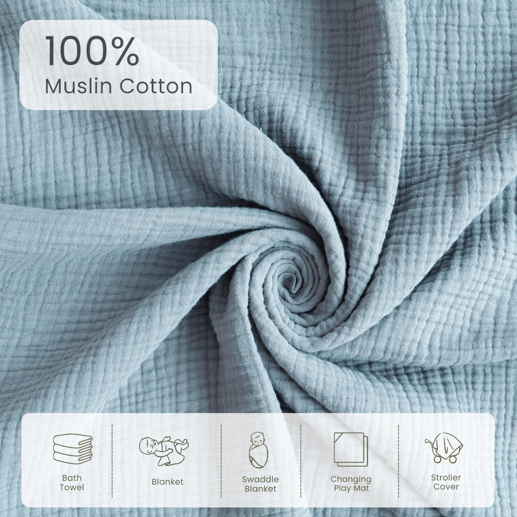 Two-pack blue whale towels highlight soft texture and gentle drying.