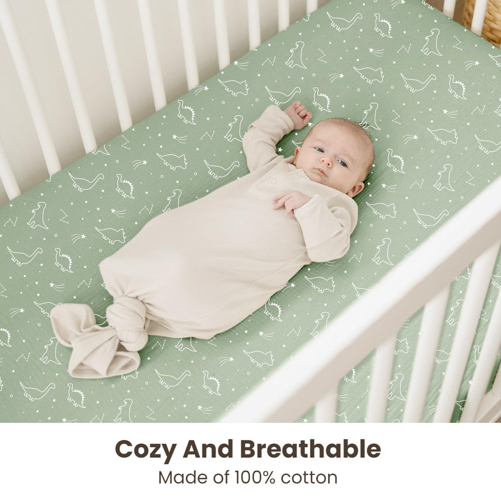 Konssy Two-pack crib sheets simplify laundry and nursery prep