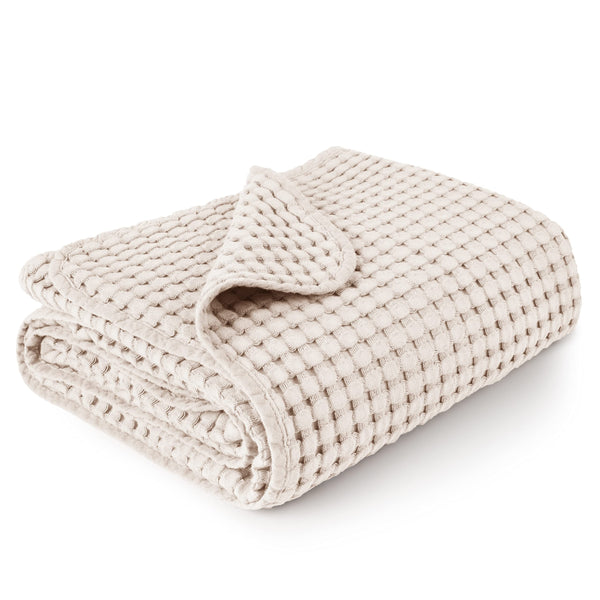 Konssy Waffle Baby Blanket close-up texture, cozy and breathable.