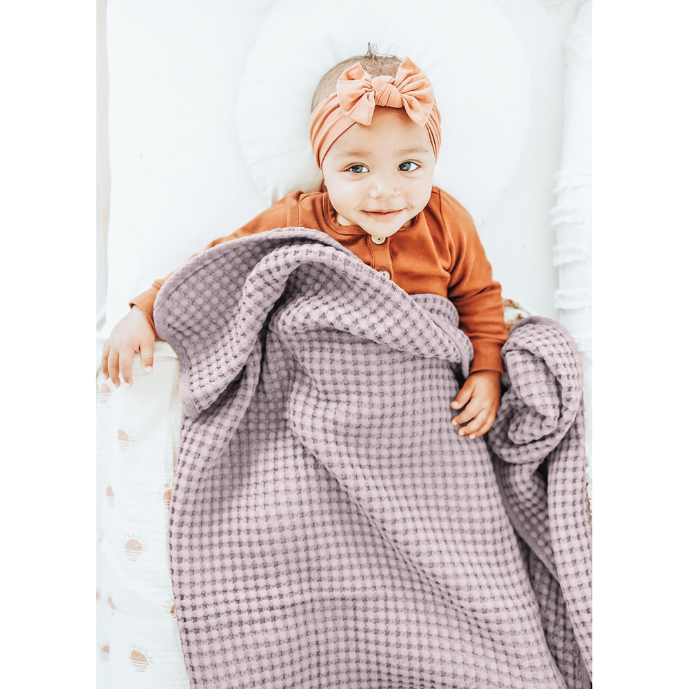 Konssy Waffle Baby Blanket purple - generous 41x37 inch size for versatile warmth
