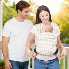 Koohaoo baby carrier demonstrates M-shape hip positioning