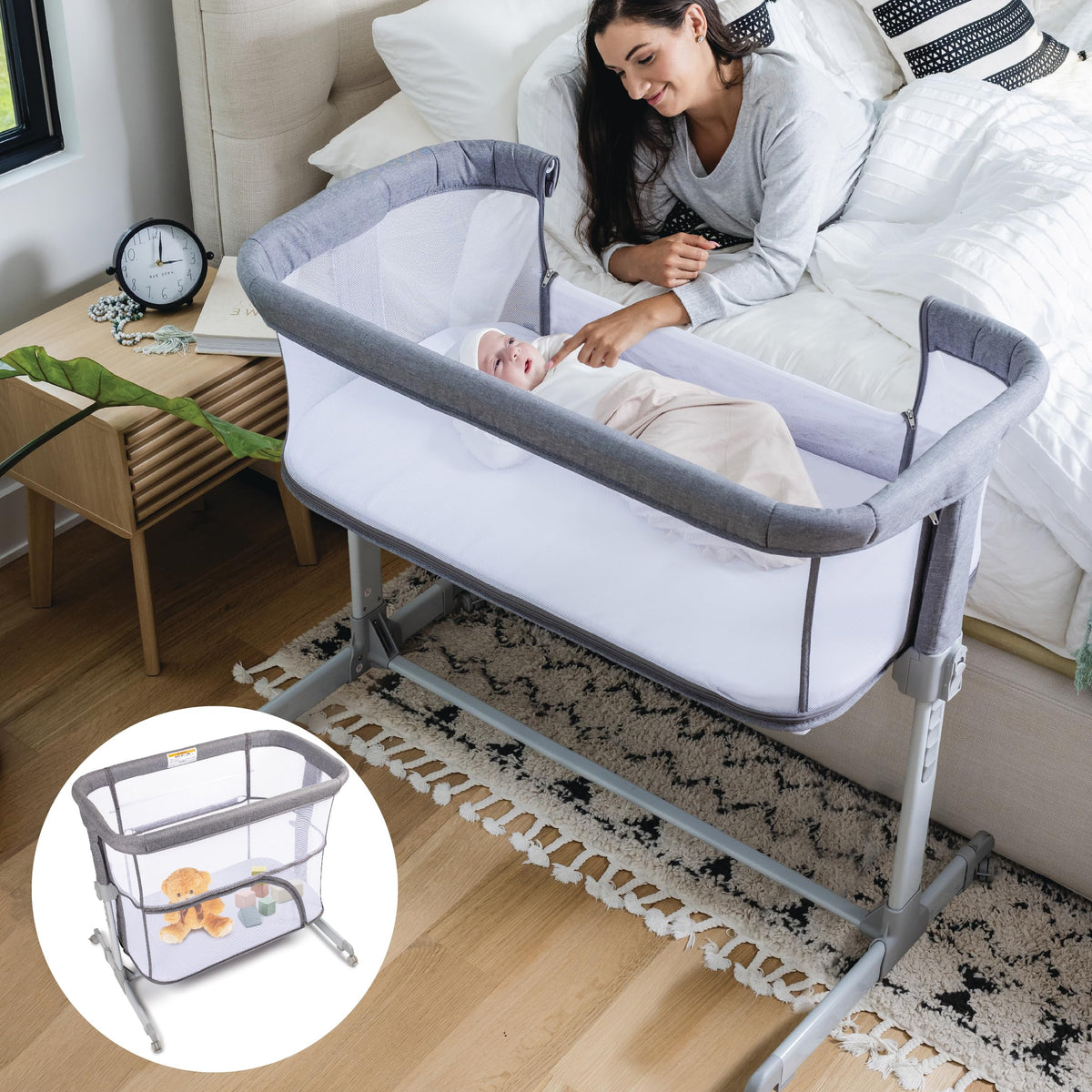 KoolerThings 3 in 1 bassinet standalone in a nursery, versatile sleep space.