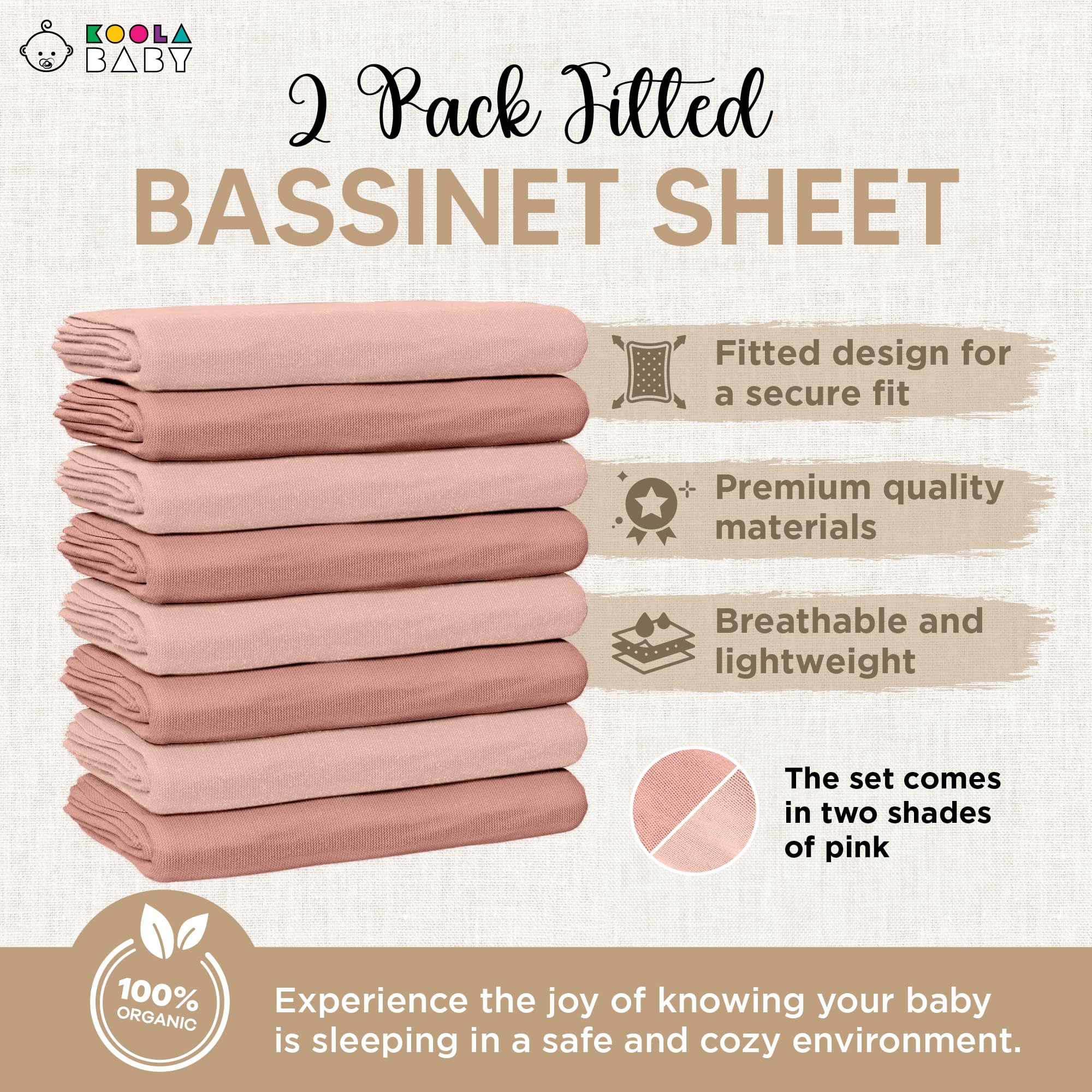 KoolerThings bassinet sheets in dark pink, close-up highlighting breathable jersey fabric.