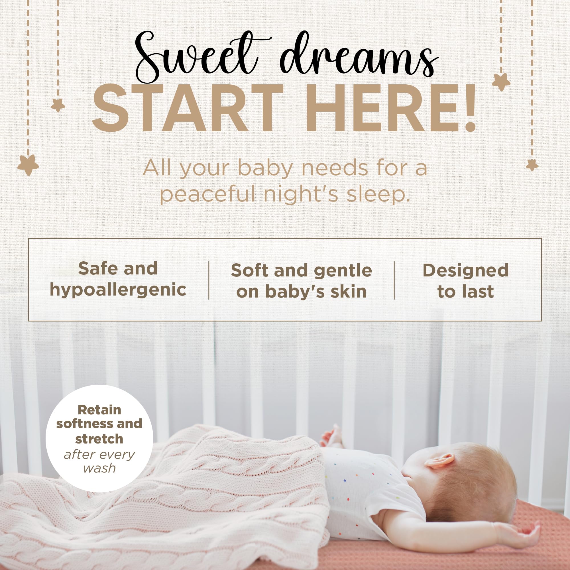 KoolerThings bassinet sheets are easy to care for with machine wash