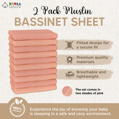 KoolerThings Bassinet Sheets fabric texture shows soft organic muslin for breathable sleep