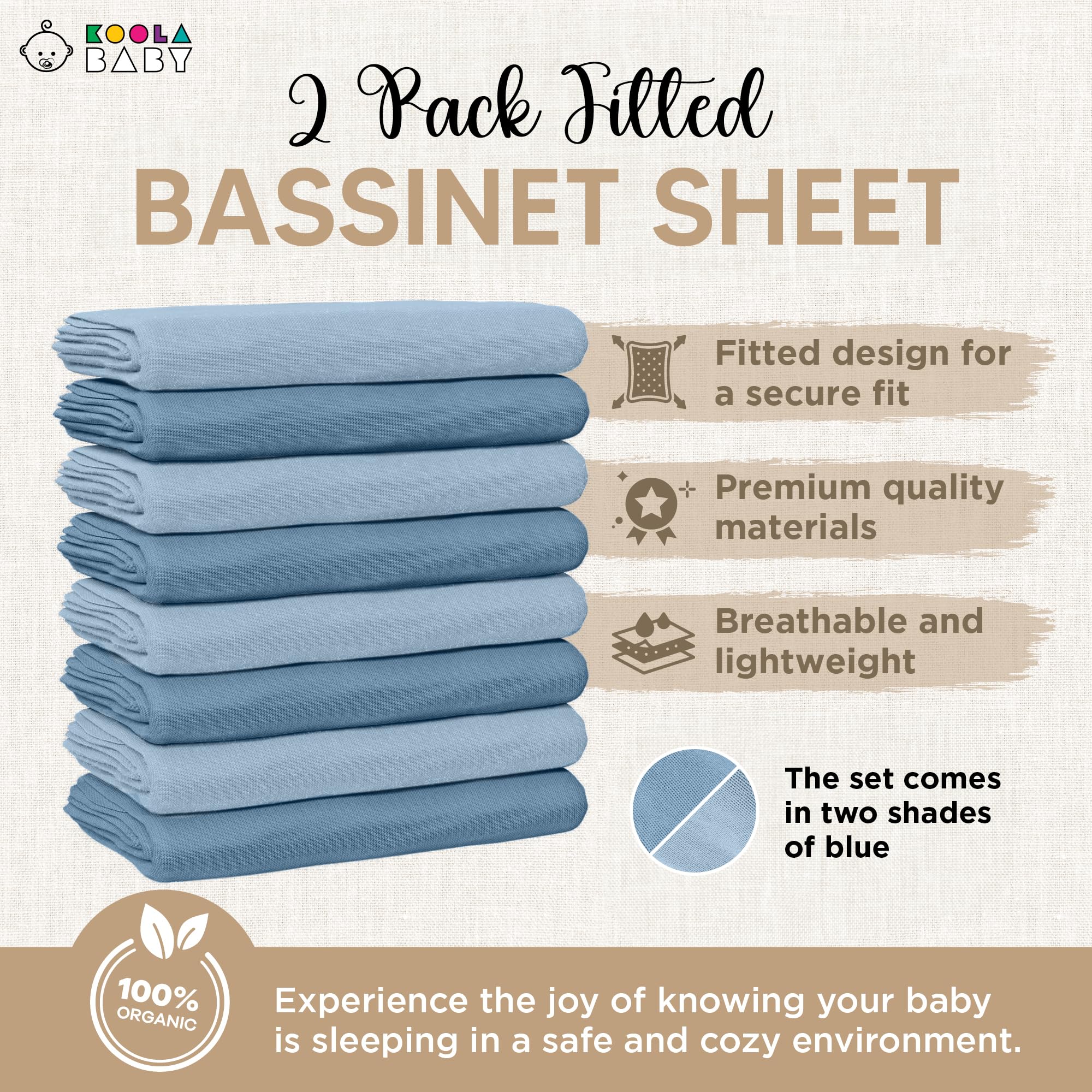 KoolerThings bassinet sheets fitted-fit on a bassinet mattress, secure coverage.