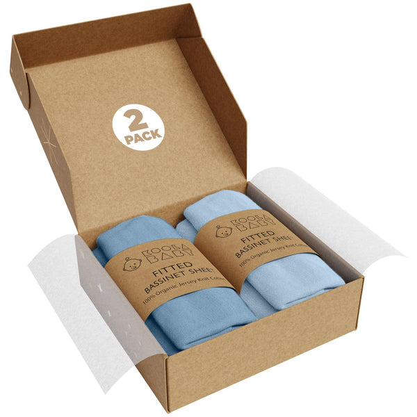 KoolerThings bassinet sheets soft-knit close-up, ultra-soft organic cotton for baby comfort.