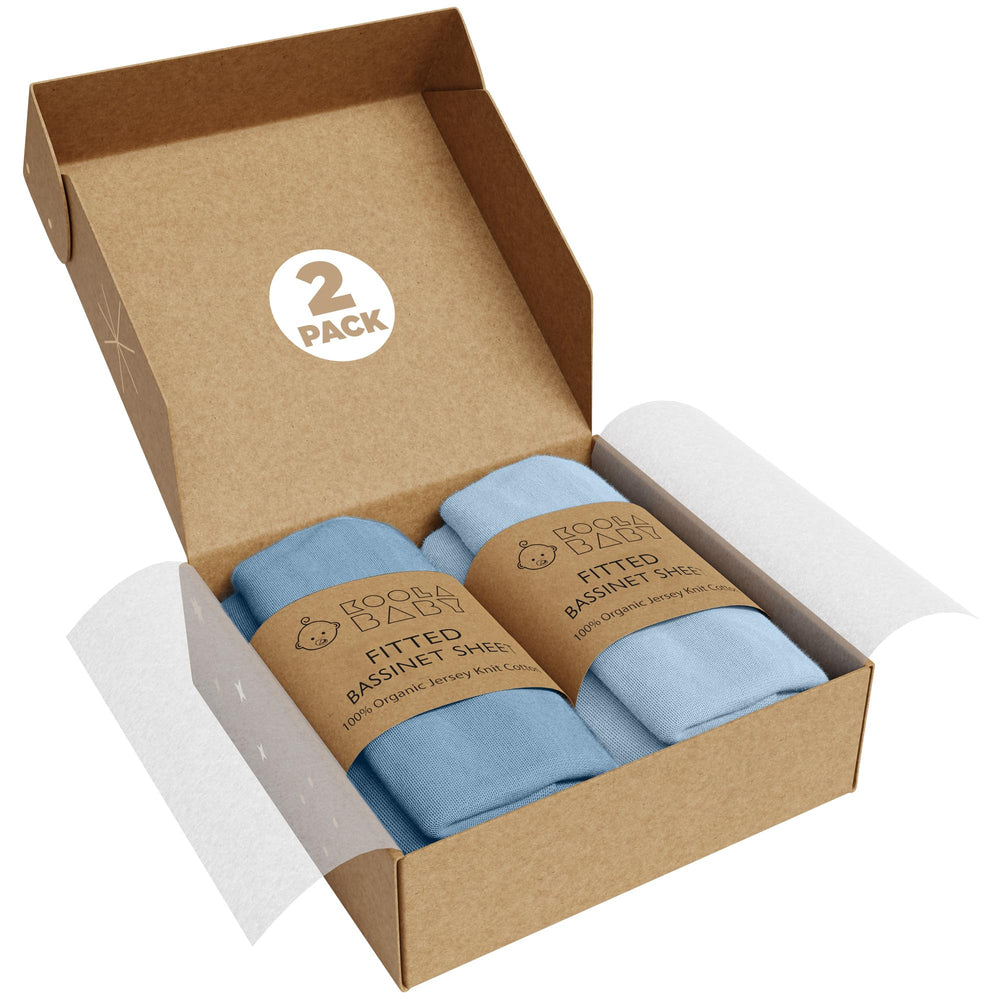 KoolerThings bassinet sheets soft-knit close-up, ultra-soft organic cotton for baby comfort.