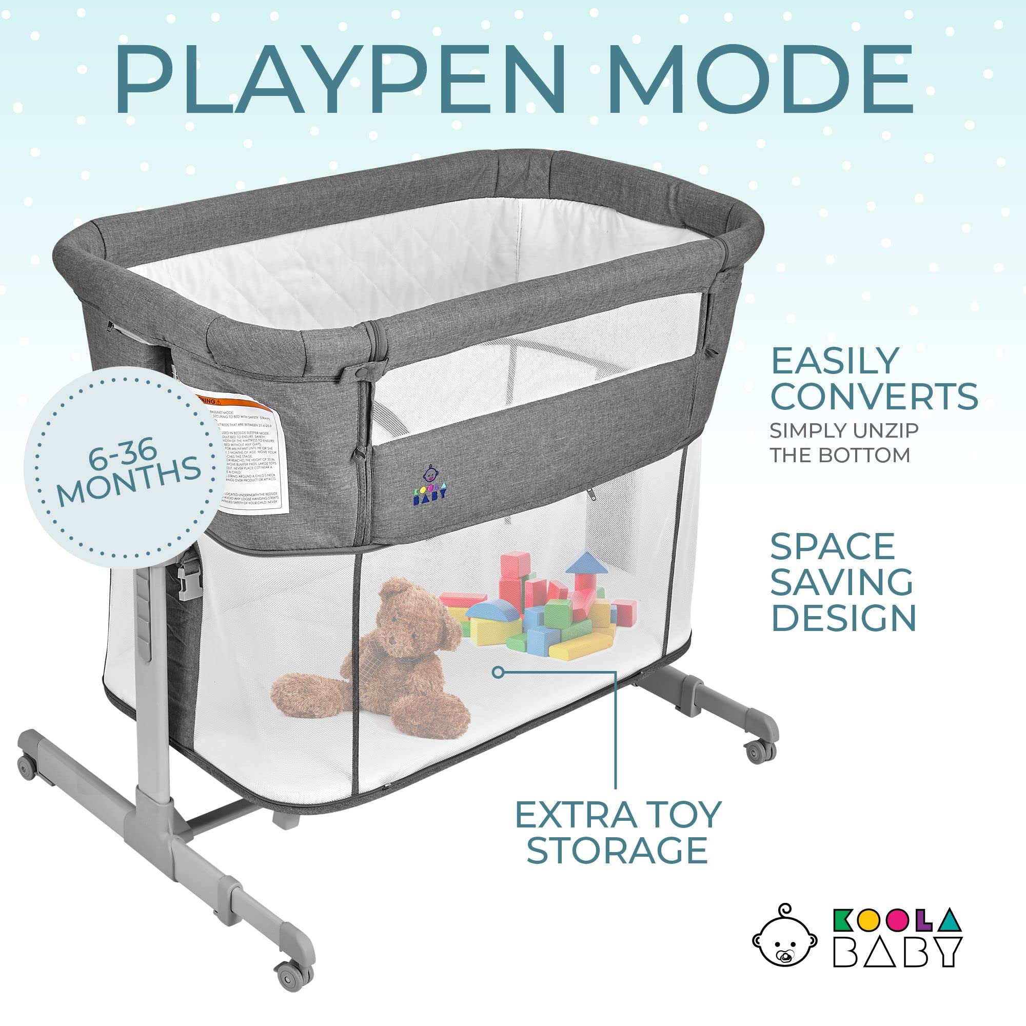KoolerThings baby bassinet wheels with brakes for smooth movement