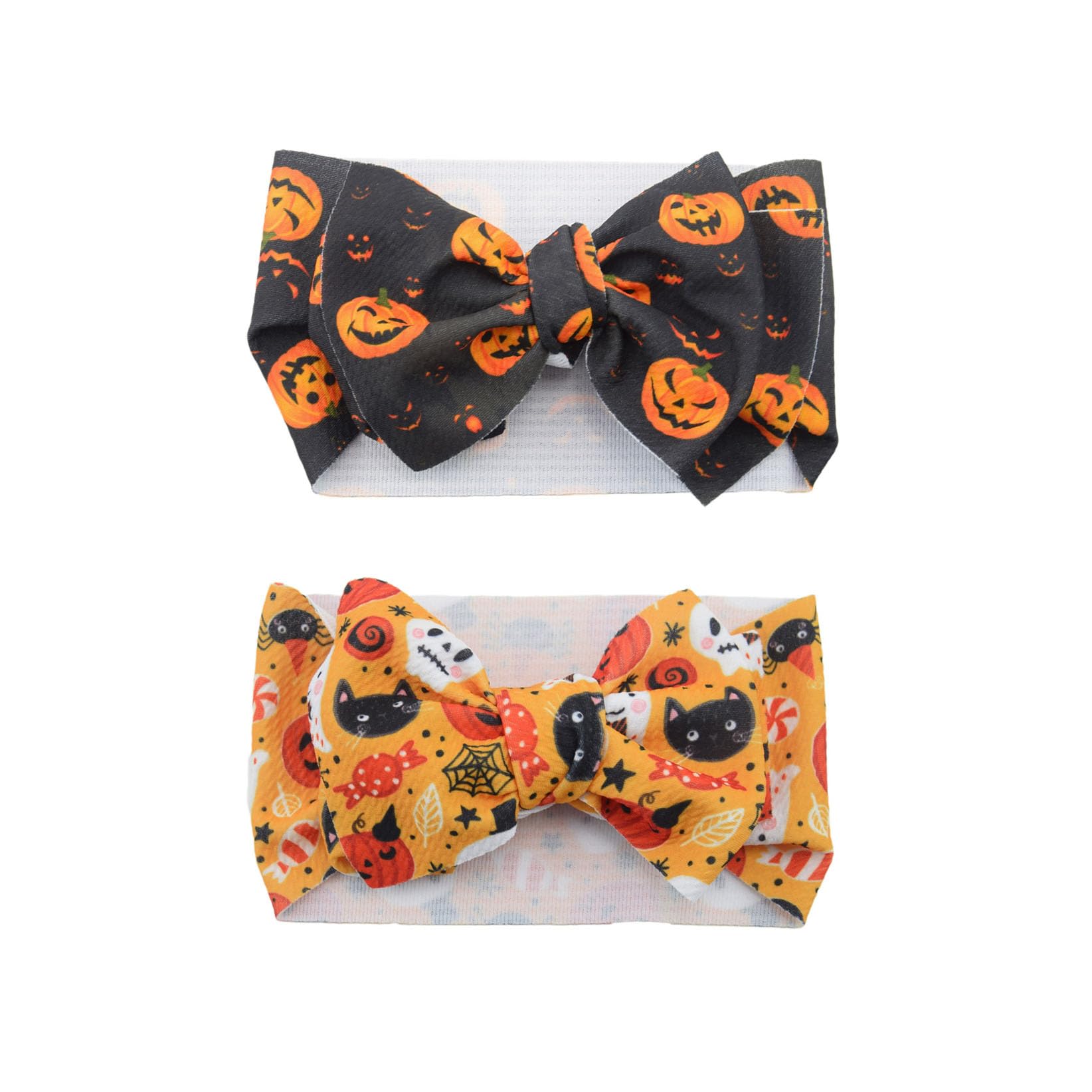Koolgil baby headbands with an 8-inch bowknot in black and orange for festive styling.