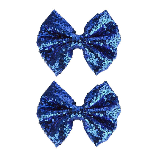 Koolgil glitter sequin bow clip royal blue closeup for daily wear sparkle.