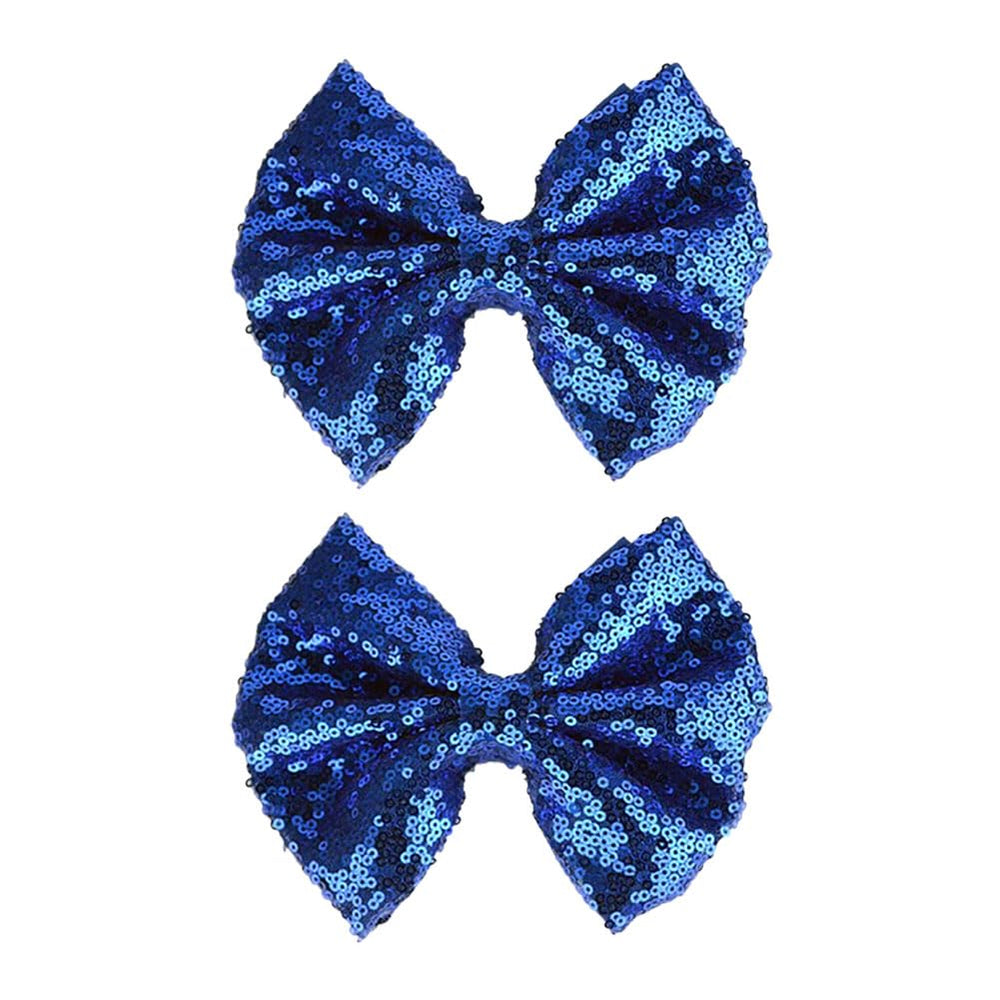 Koolgil glitter sequin bow clip royal blue closeup for daily wear sparkle.