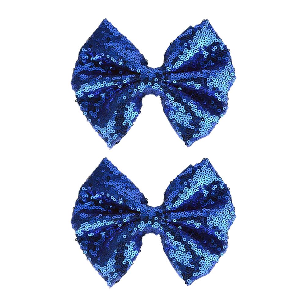 Koolgil glitter sequin bow clip royal blue closeup for daily wear sparkle.