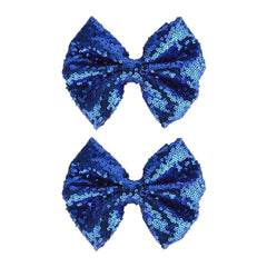 Koolgil glitter sequin bow clip royal blue closeup for daily wear sparkle.