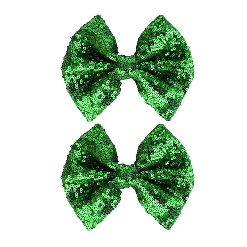 Koolgil glitter sequin bow hair clip green for secure all-day wear