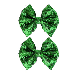 Koolgil glitter sequin bow hair clip green for secure all-day wear