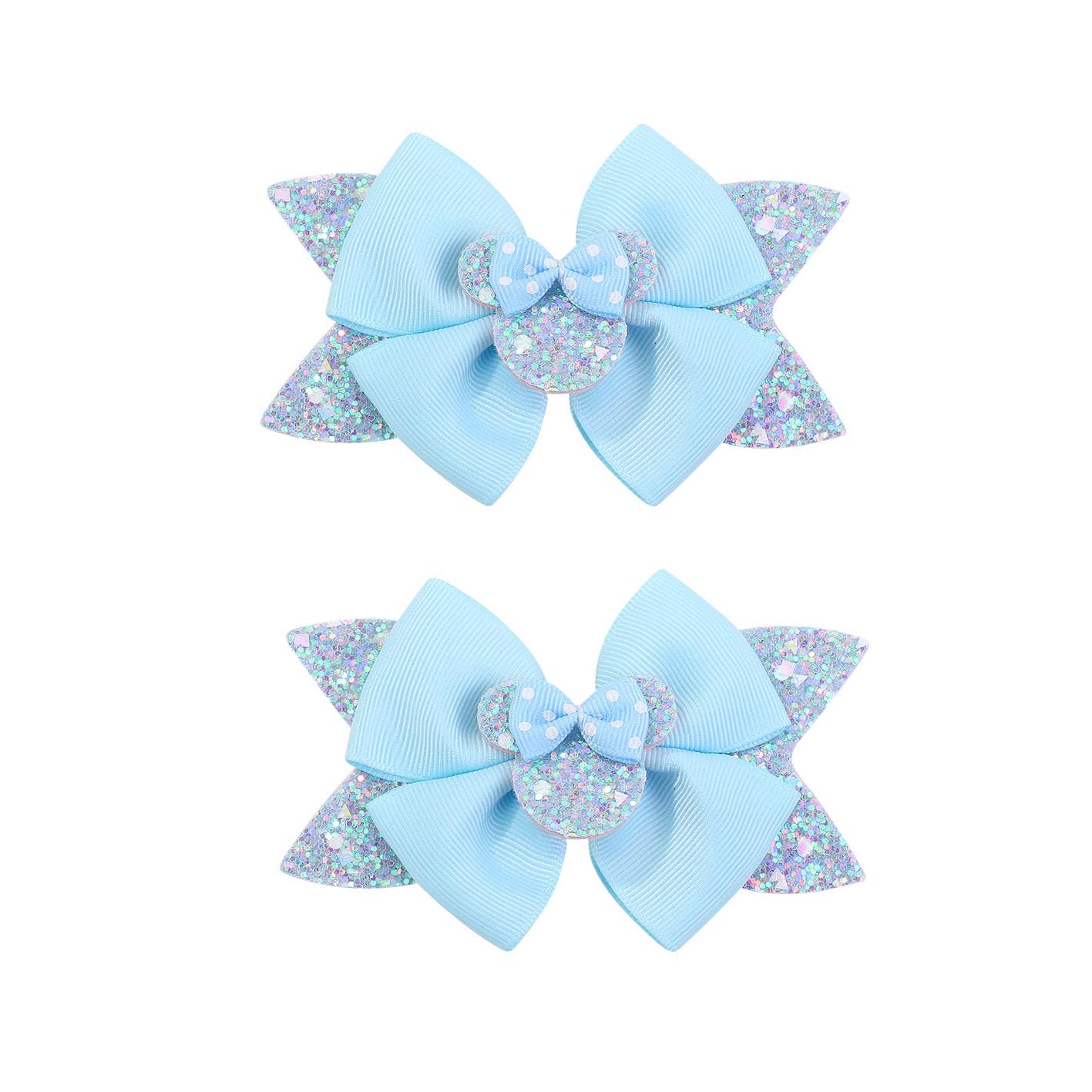 Koolgil mouse ears sequins bows sky blue clip add sparkle to daily outfits and photos