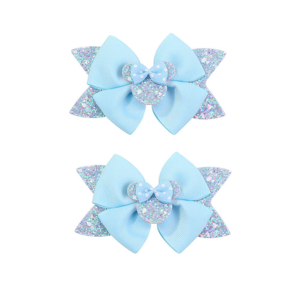 Koolgil mouse ears sequins bows sky blue clip add sparkle to daily outfits and photos