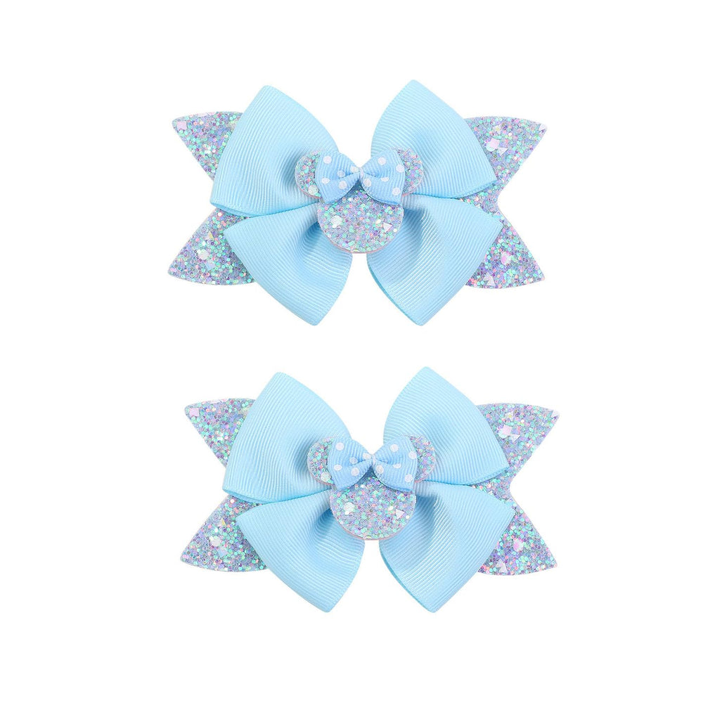 Koolgil mouse ears sequins bows sky blue clip add sparkle to daily outfits and photos