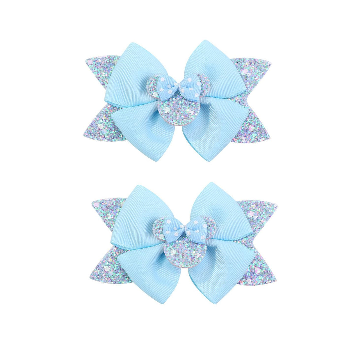 Koolgil mouse ears sequins bows sky blue clip add sparkle to daily outfits and photos