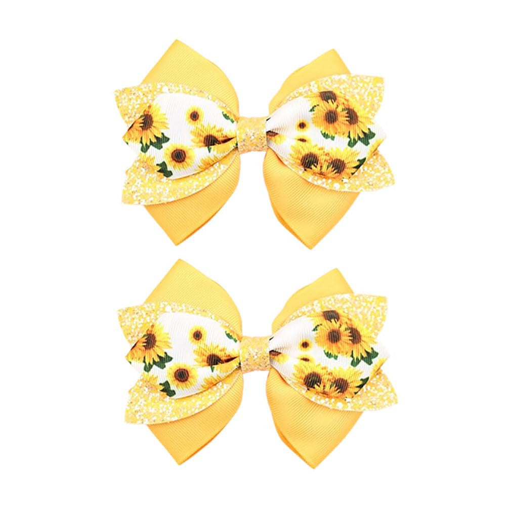 Koolgil sunflower glitter bow hair clip with 4.3-inch size for secure all-day wear.