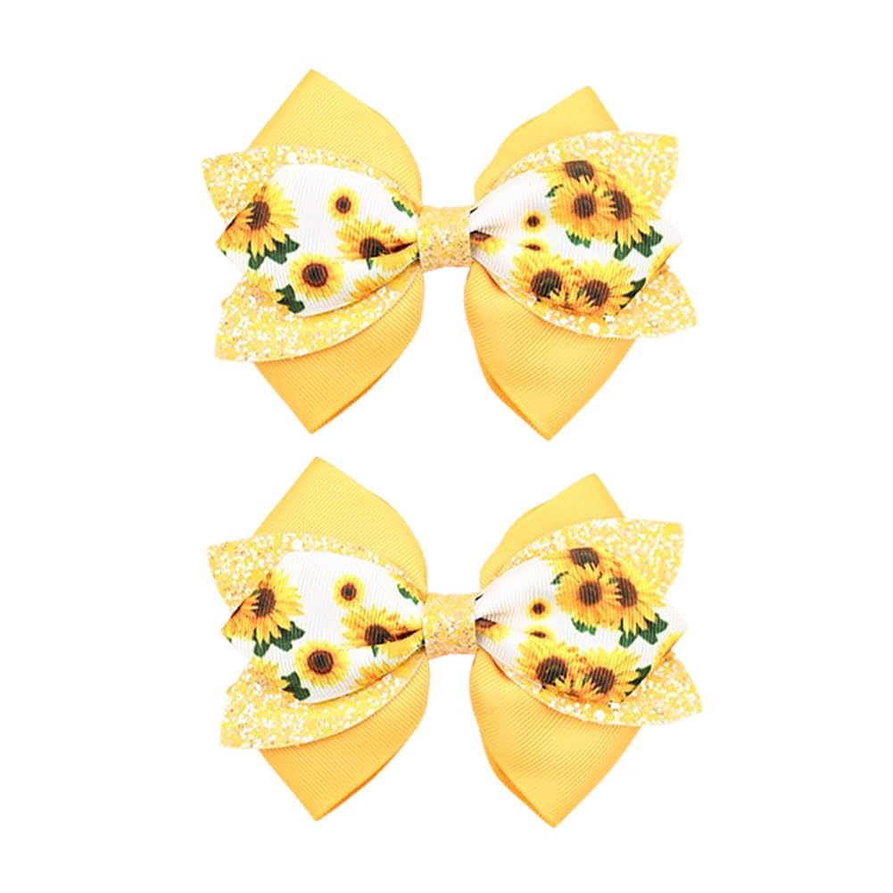 Koolgil sunflower glitter bow hair clip with 4.3-inch size for secure all-day wear.