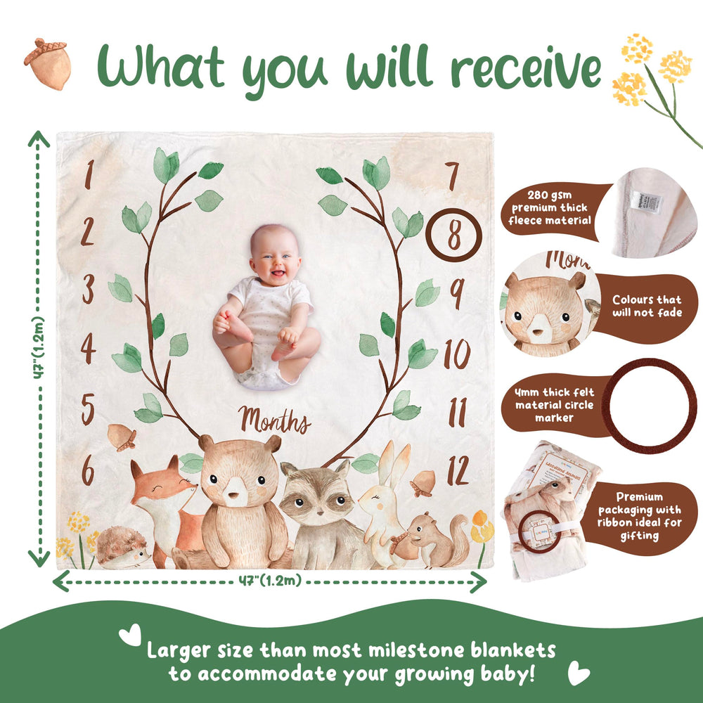 KooKooBaby woodland illustrations brighten milestone photography sessions.