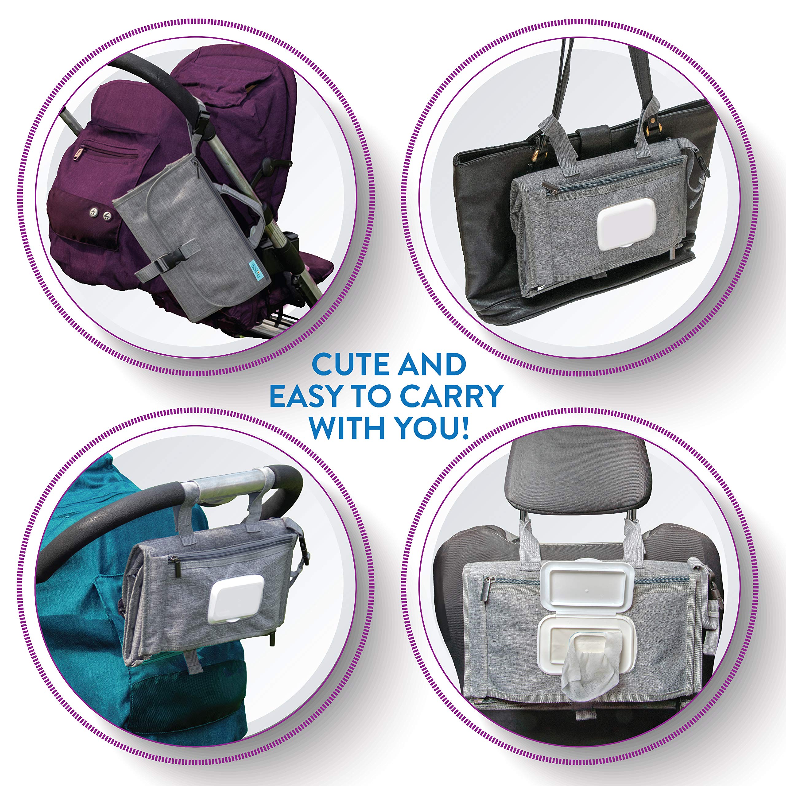 Kopi Baby buckle loop attachment secures to stroller or bag during outings.