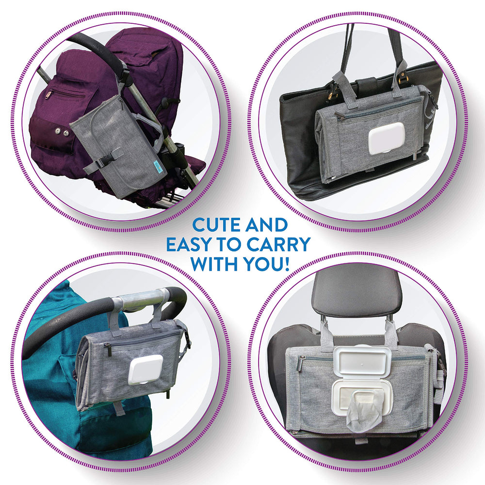 Kopi Baby buckle loop attachment secures to stroller or bag during outings.