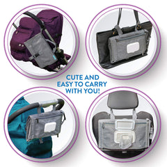 Kopi Baby buckle loop attachment secures to stroller or bag during outings.