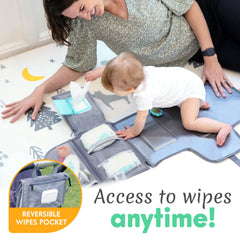 Kopi Baby changing pad front zip pocket provides space for small essentials.