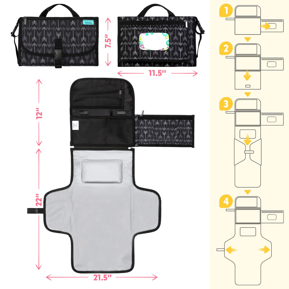 Kopi Baby changing pad attached to stroller with Velcro straps