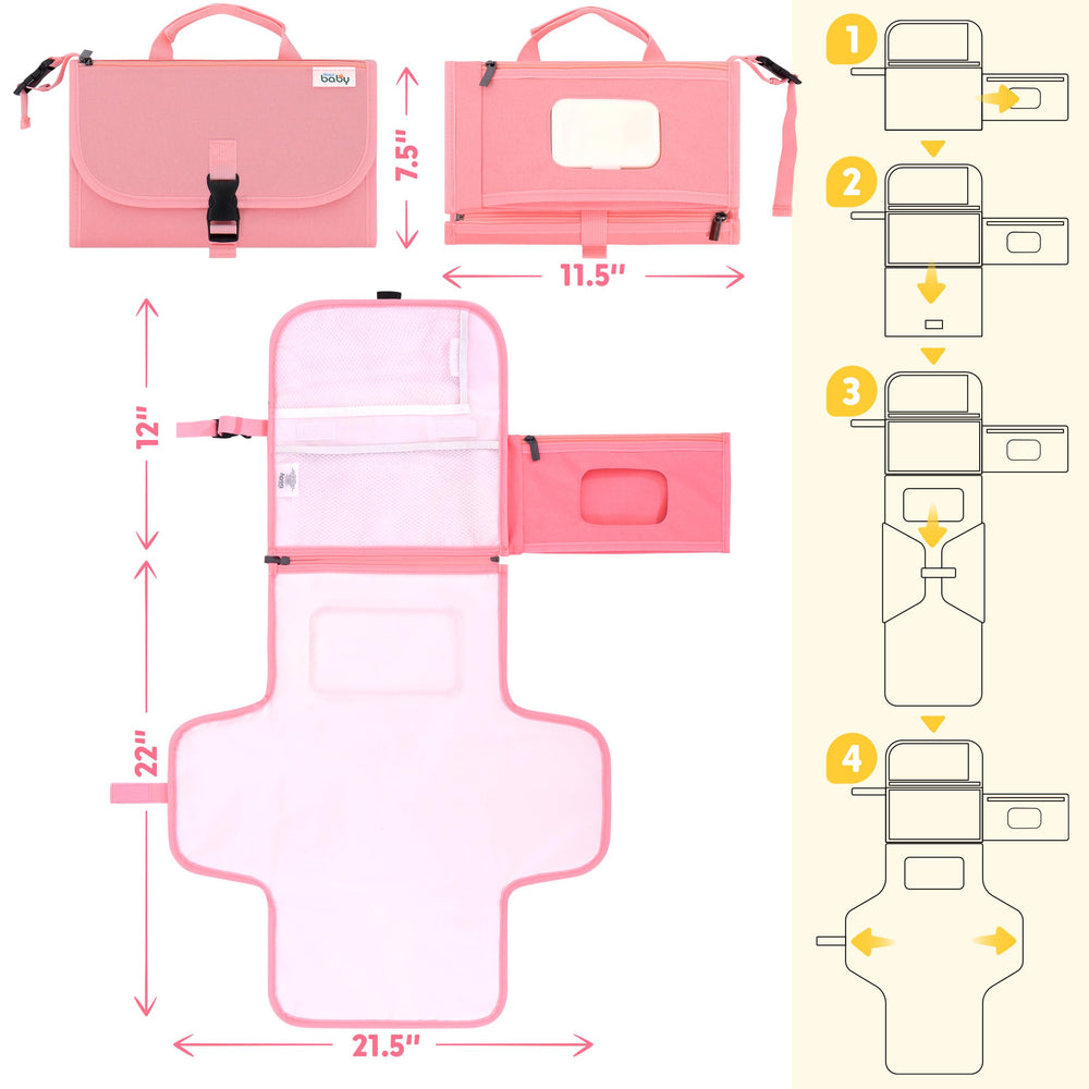 Kopi Baby foldable changing mat is lightweight and easy to clean between uses.