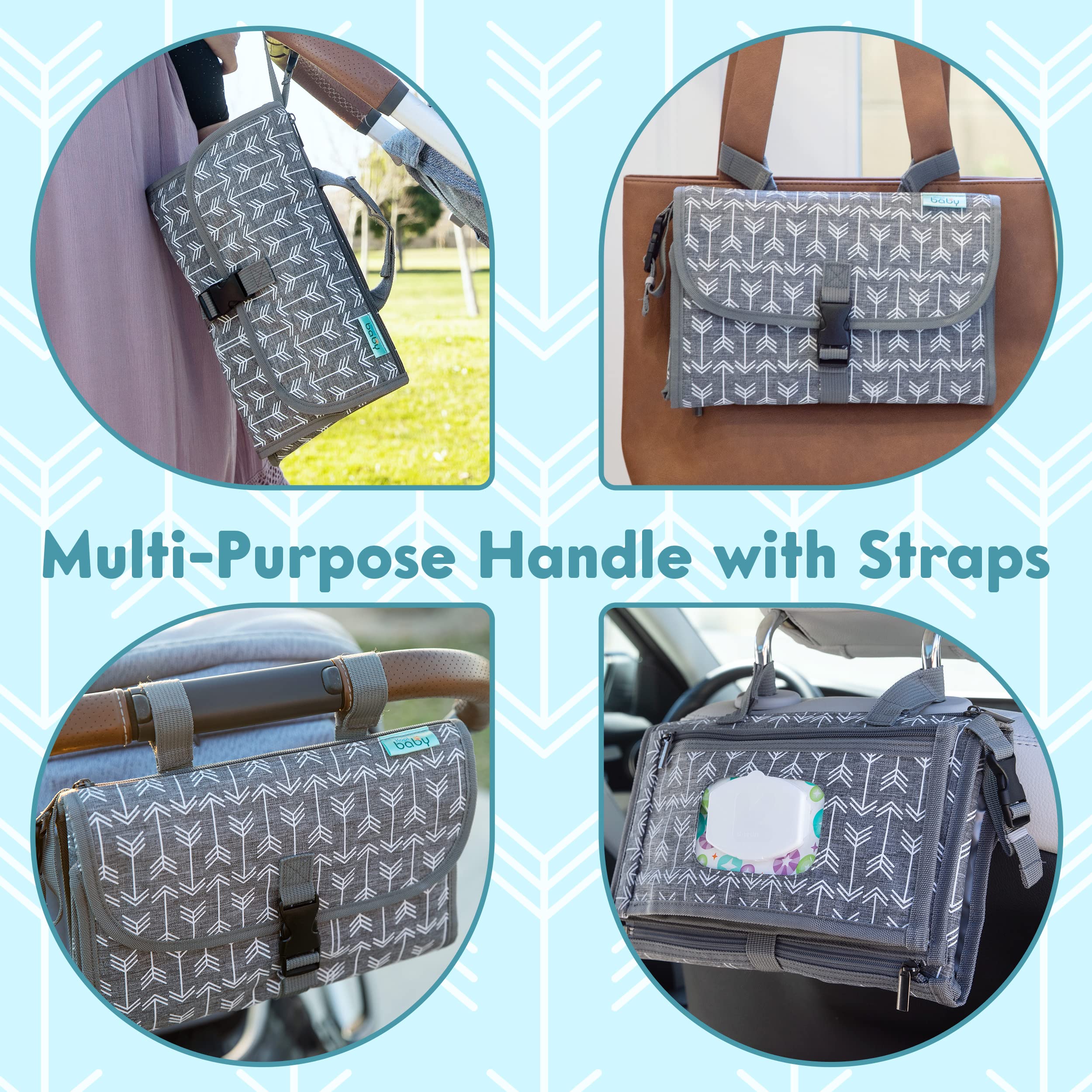 Kopi Baby changing pad featuring a soft built-in pillow for baby comfort