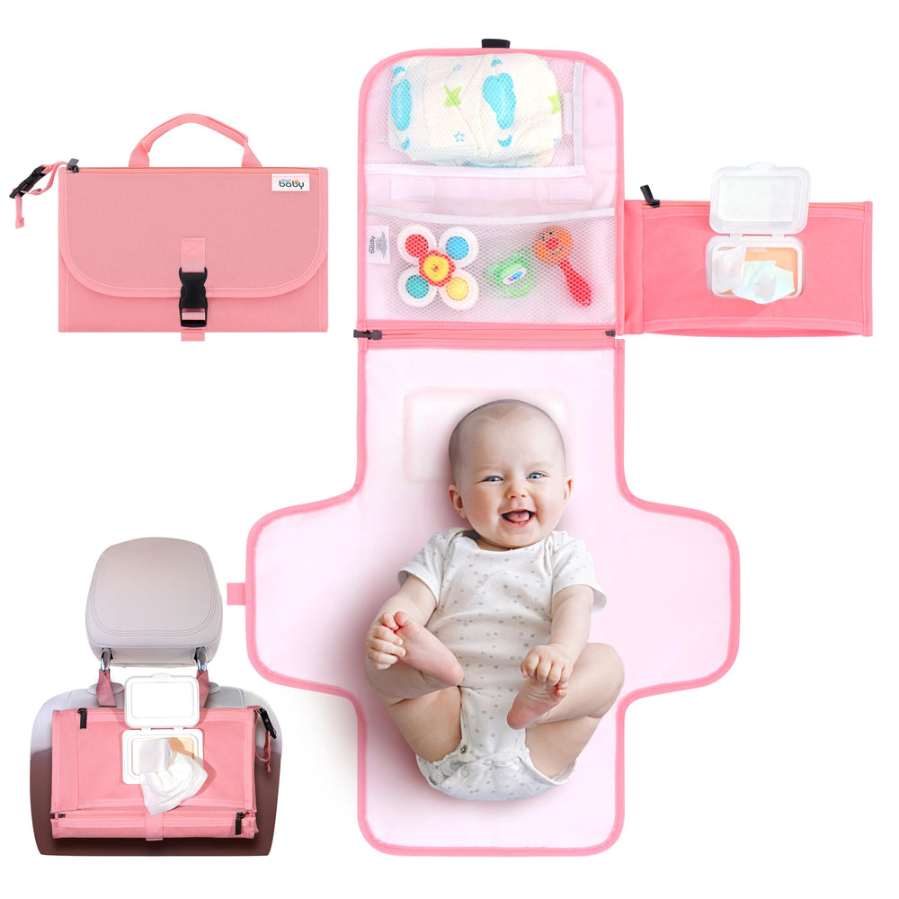 Kopi Baby portable changing pad with built-in pillow for comfortable diaper changes on the go.