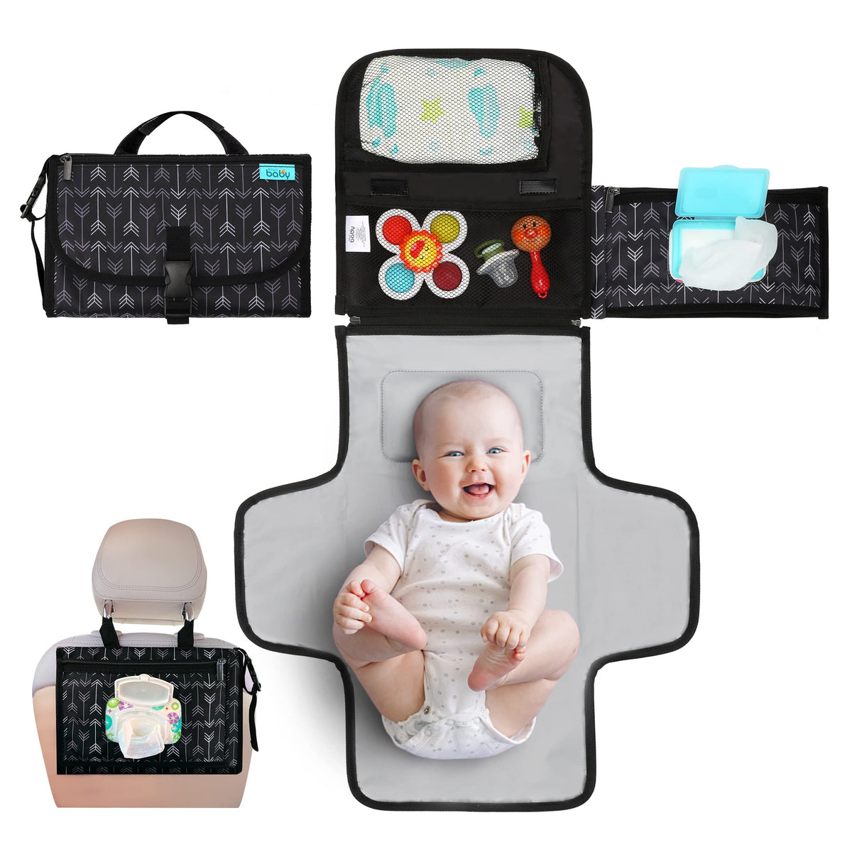 Kopi Baby portable diaper changing pad folded for travel, compact and light