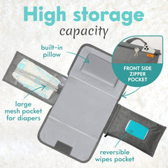 Kopi Baby changing pad open with built-in pillow for comfortable changes