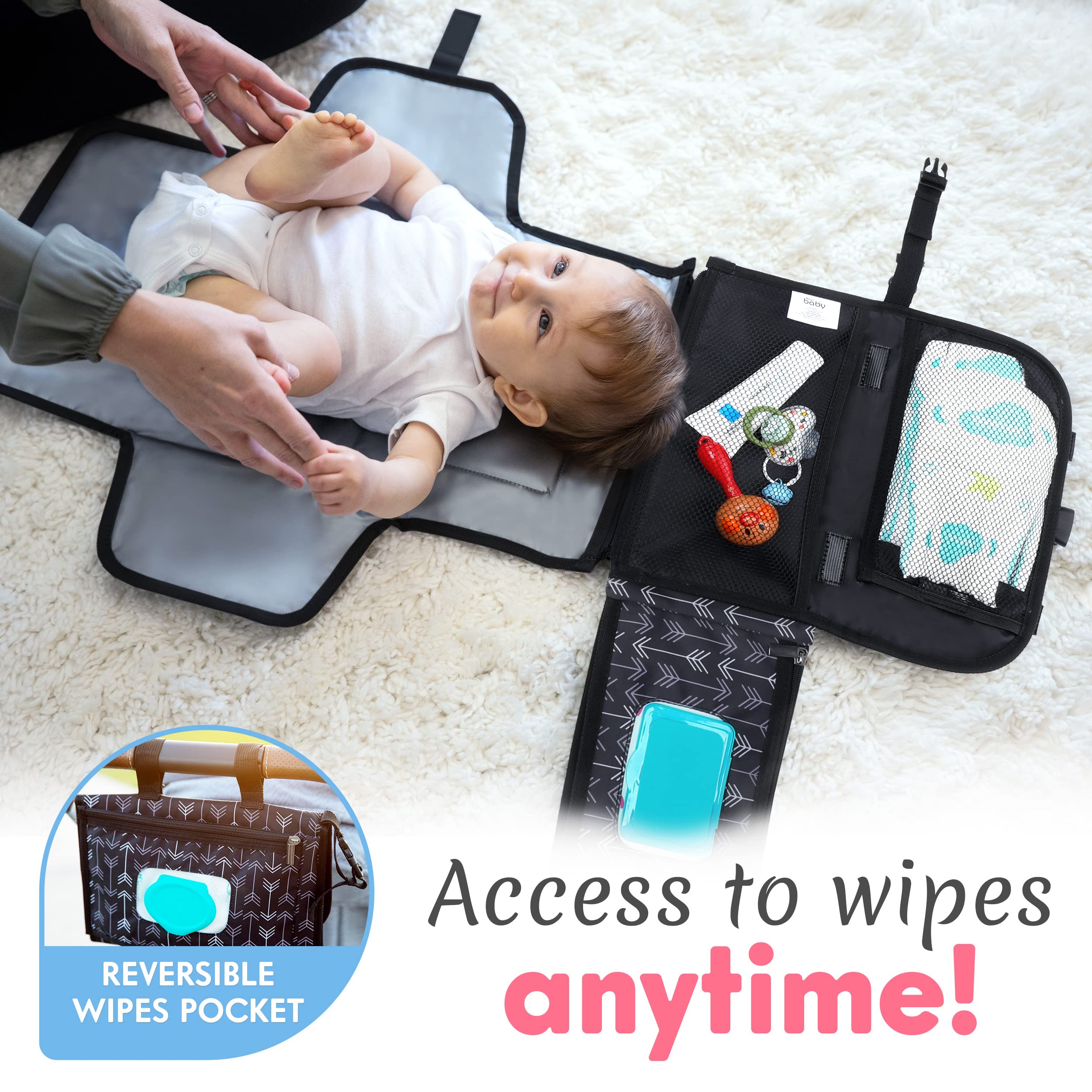 Kopi Baby travel bag front pocket for essentials and accessories