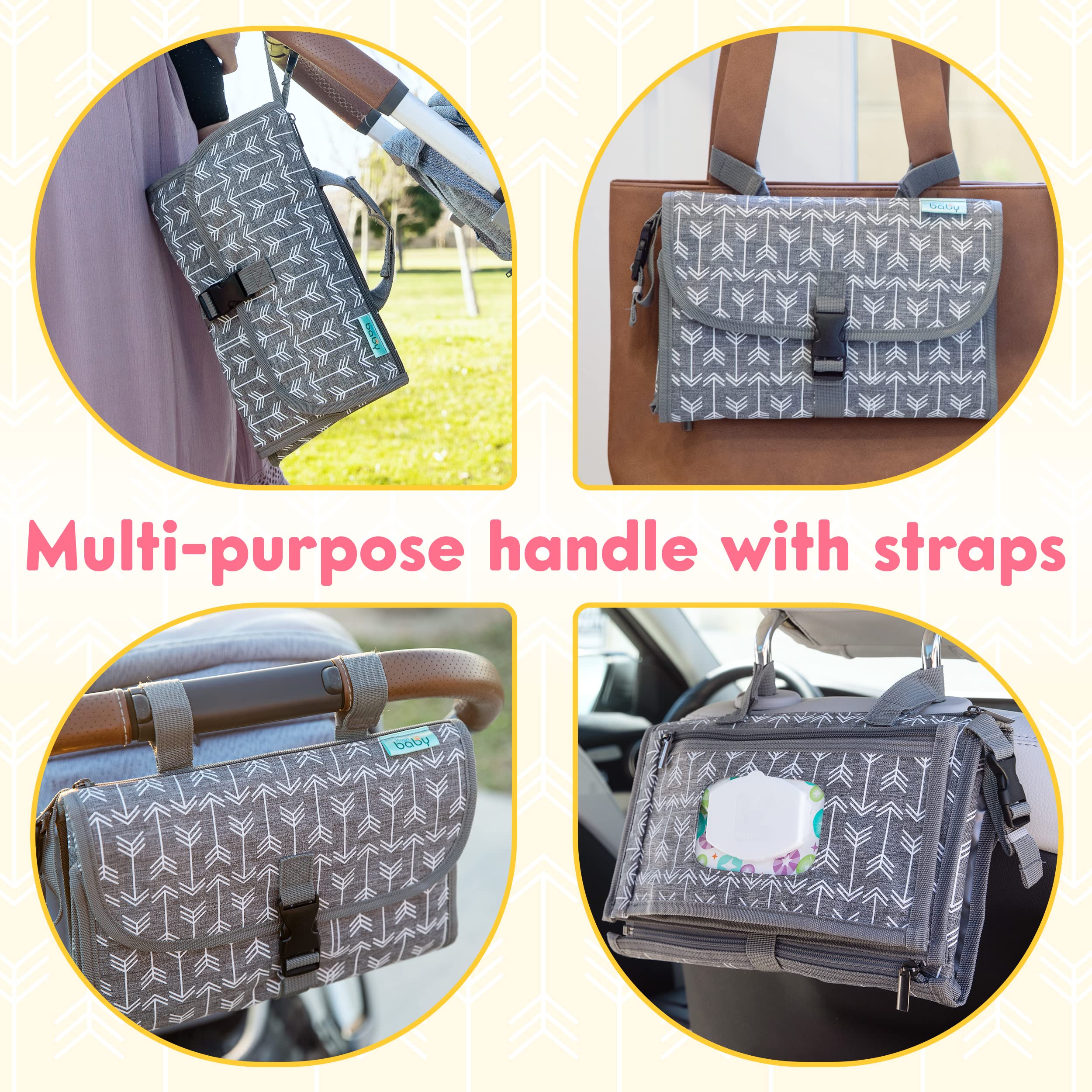 Kopi Baby travel bag with front zip pocket to organize essentials.