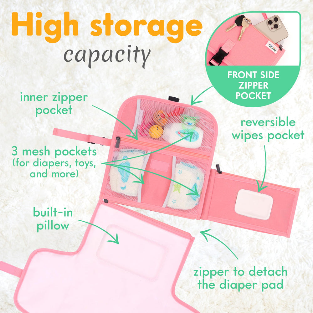 Kopi Baby travel changing mat with wipe pocket keeps essentials within reach