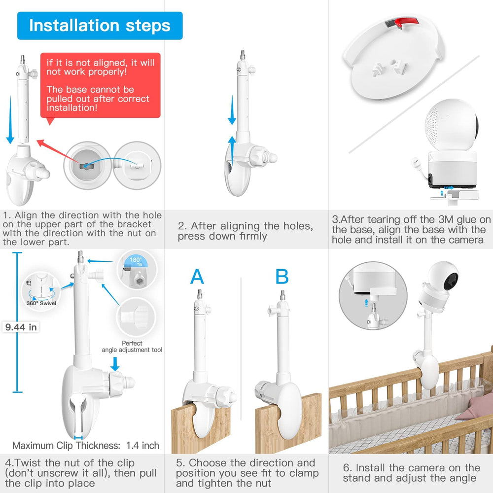 Koroao clip-mount with RM7764HD on crib for easy setup.