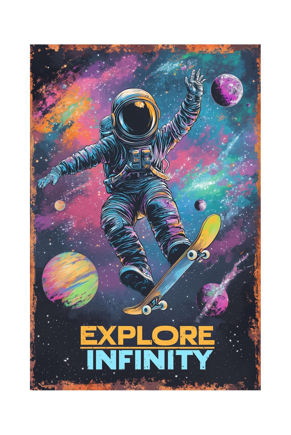 Korrazi astronauts signs outer-space metal poster adds a space-themed focal point for kids.