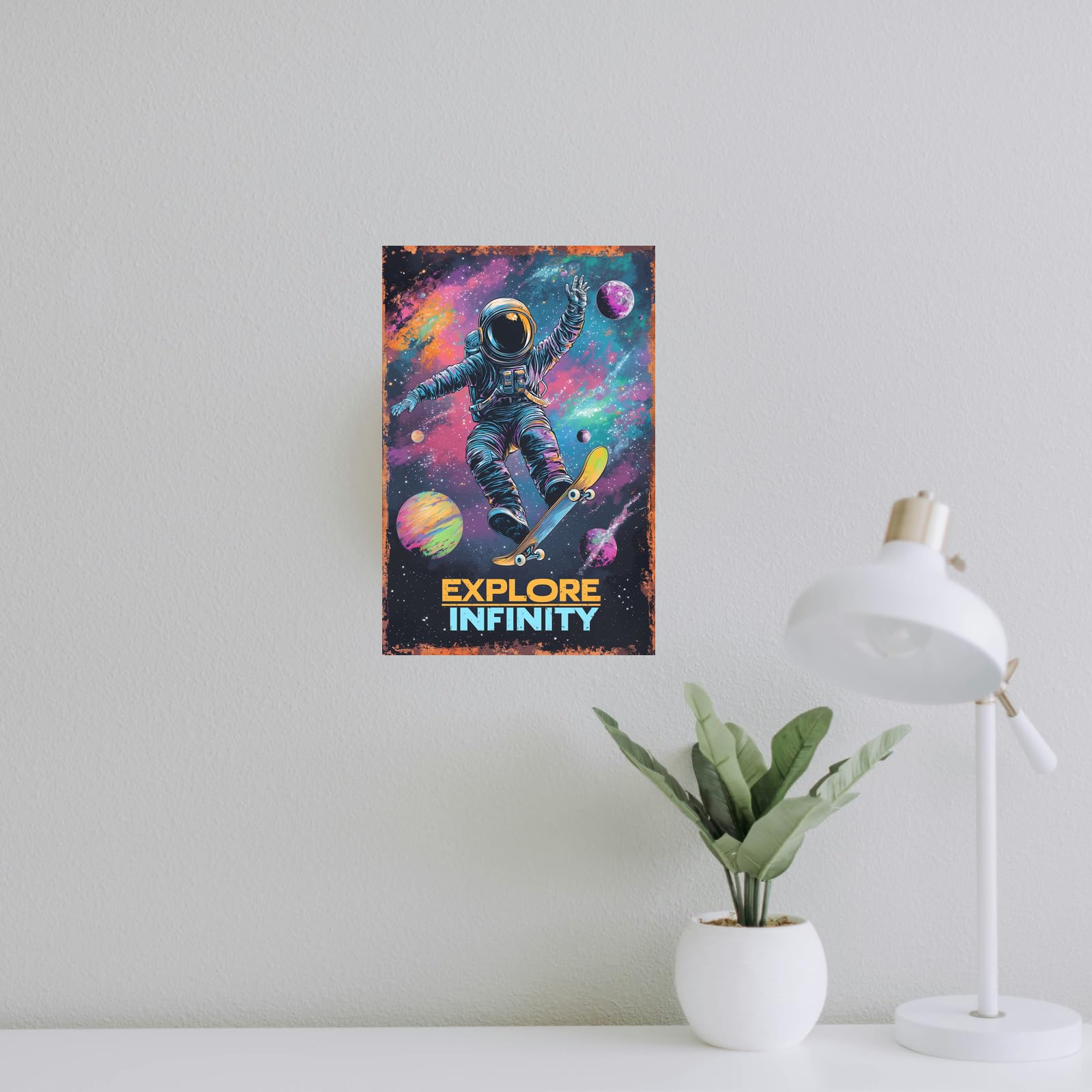 Korrazi space poster metal decor for game room vibe.