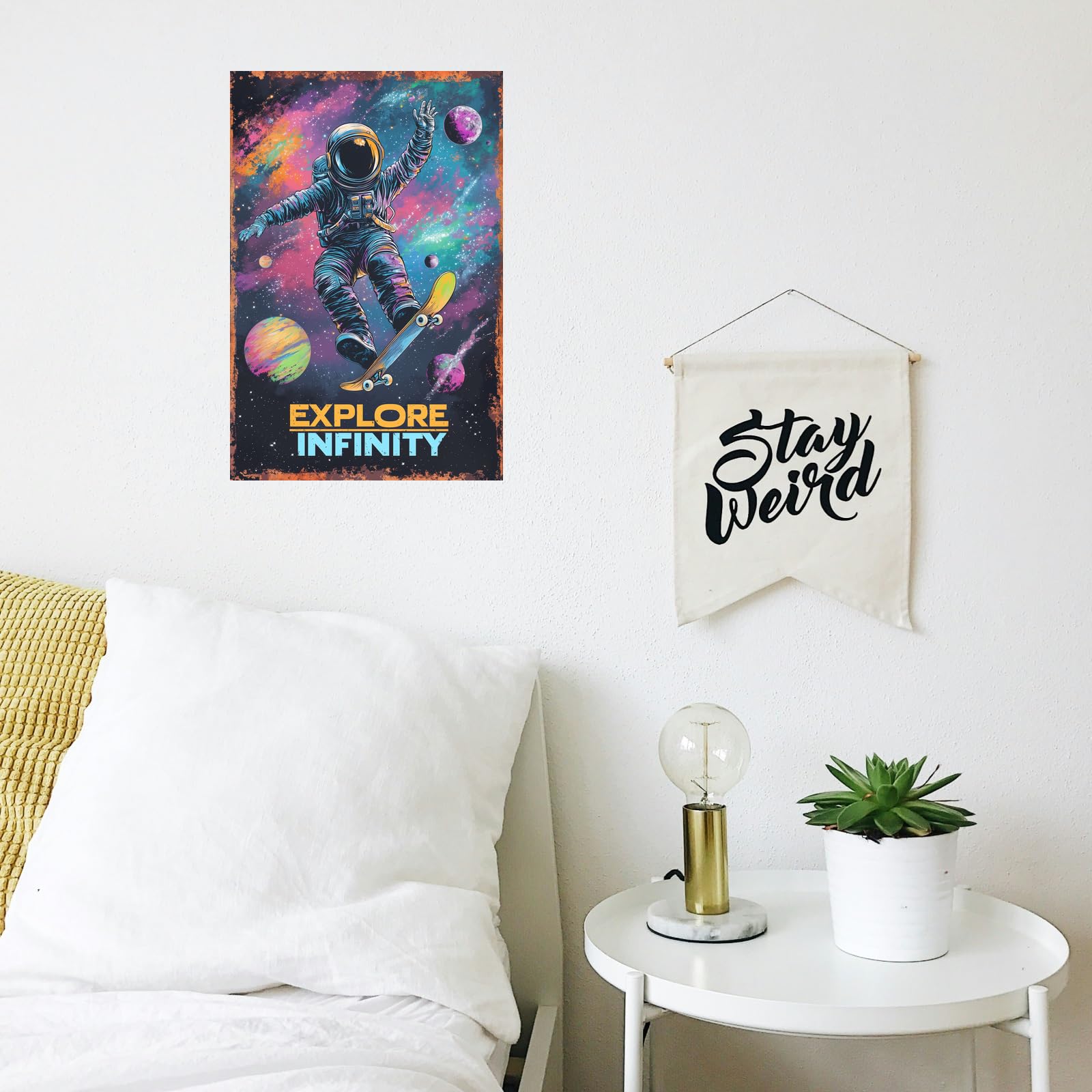 Korrazi spacescape wall art brightens classroom or study area.