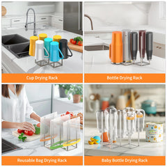 KORRTFID foldable bottle drying rack extended to 8.15 inches tall for tall bottles.