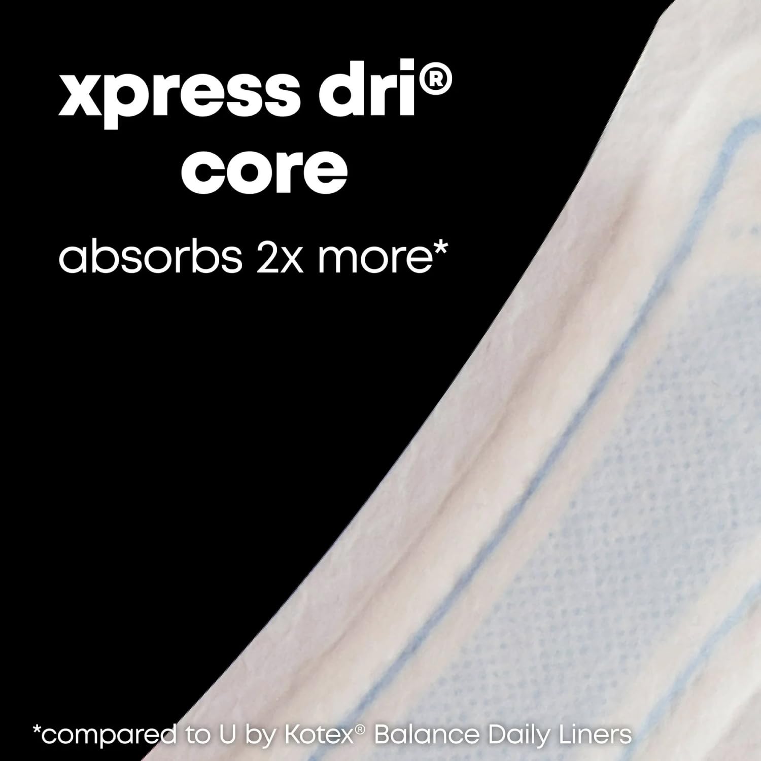 Kotex Balance Xpress-Dri core close-up for a dry feel.